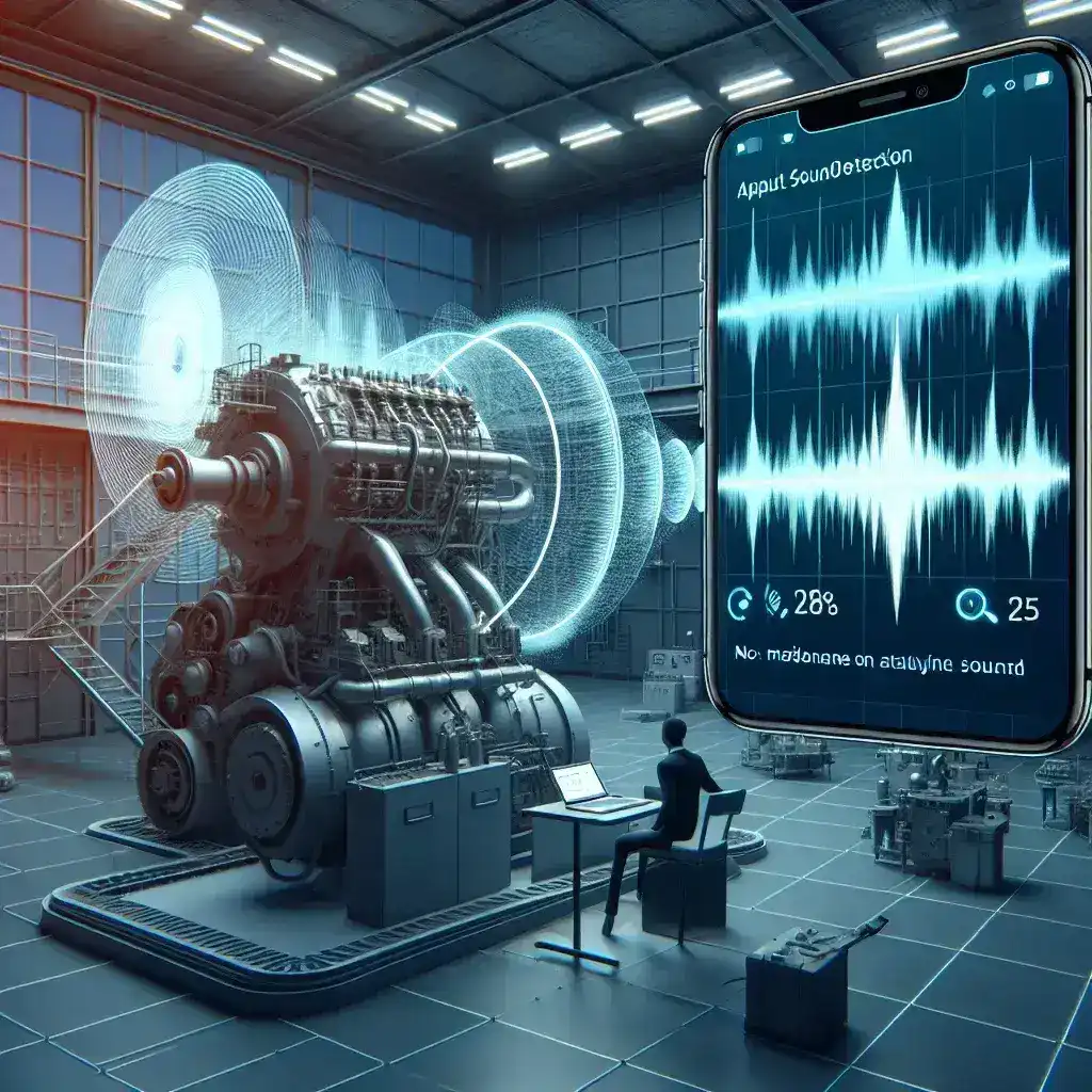 "Desarrollo de una aplicación de detección de fallas en máquinas de barcos utilizando análisis de sonido, ilustración de gráficos y tecnología aplicada en la industria naval."