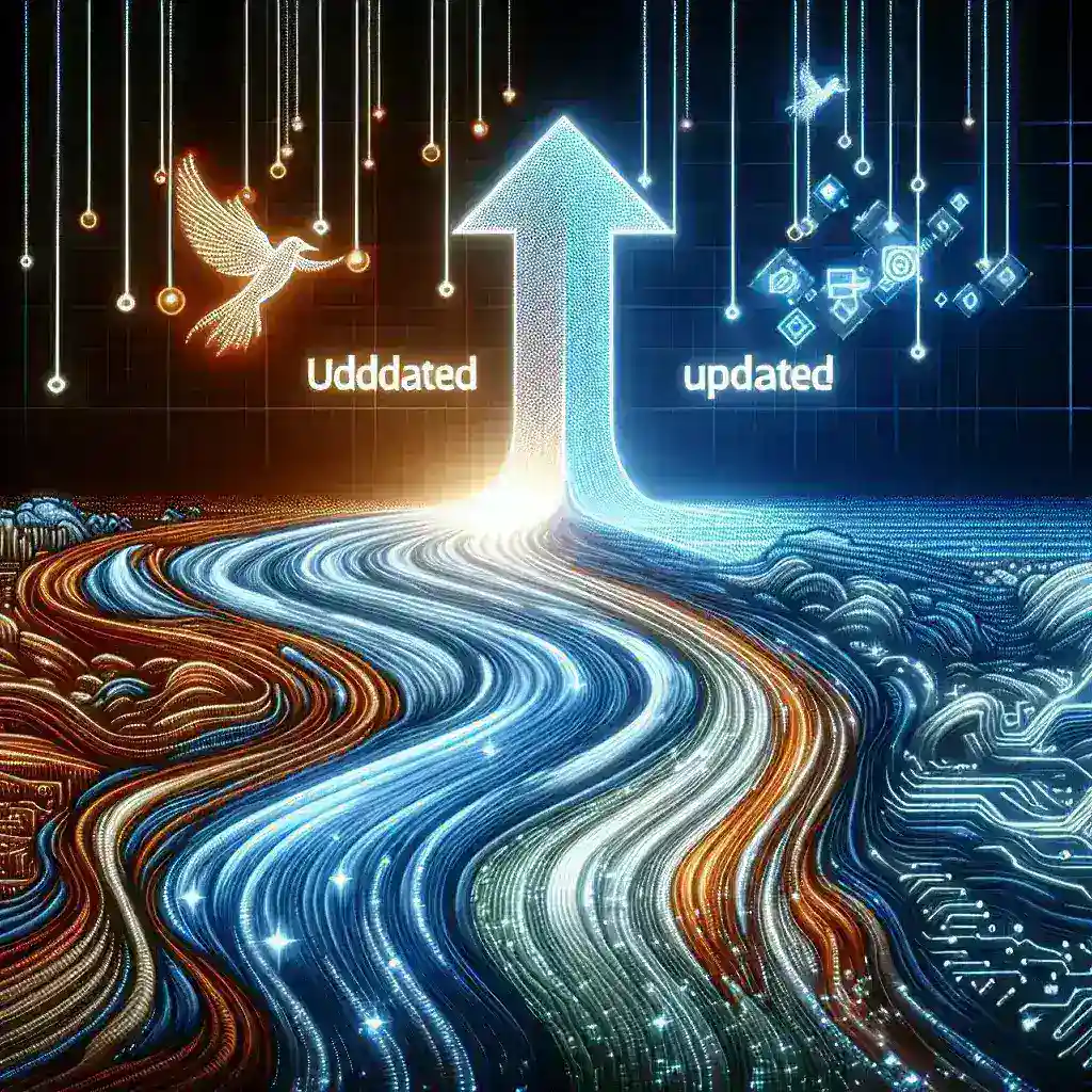 "Imagen que ilustra la importancia de las actualizaciones de software para la seguridad y el rendimiento de dispositivos electrónicos, con gráficos y estadísticas sobre vulnerabilidades y mejoras en la eficiencia."
