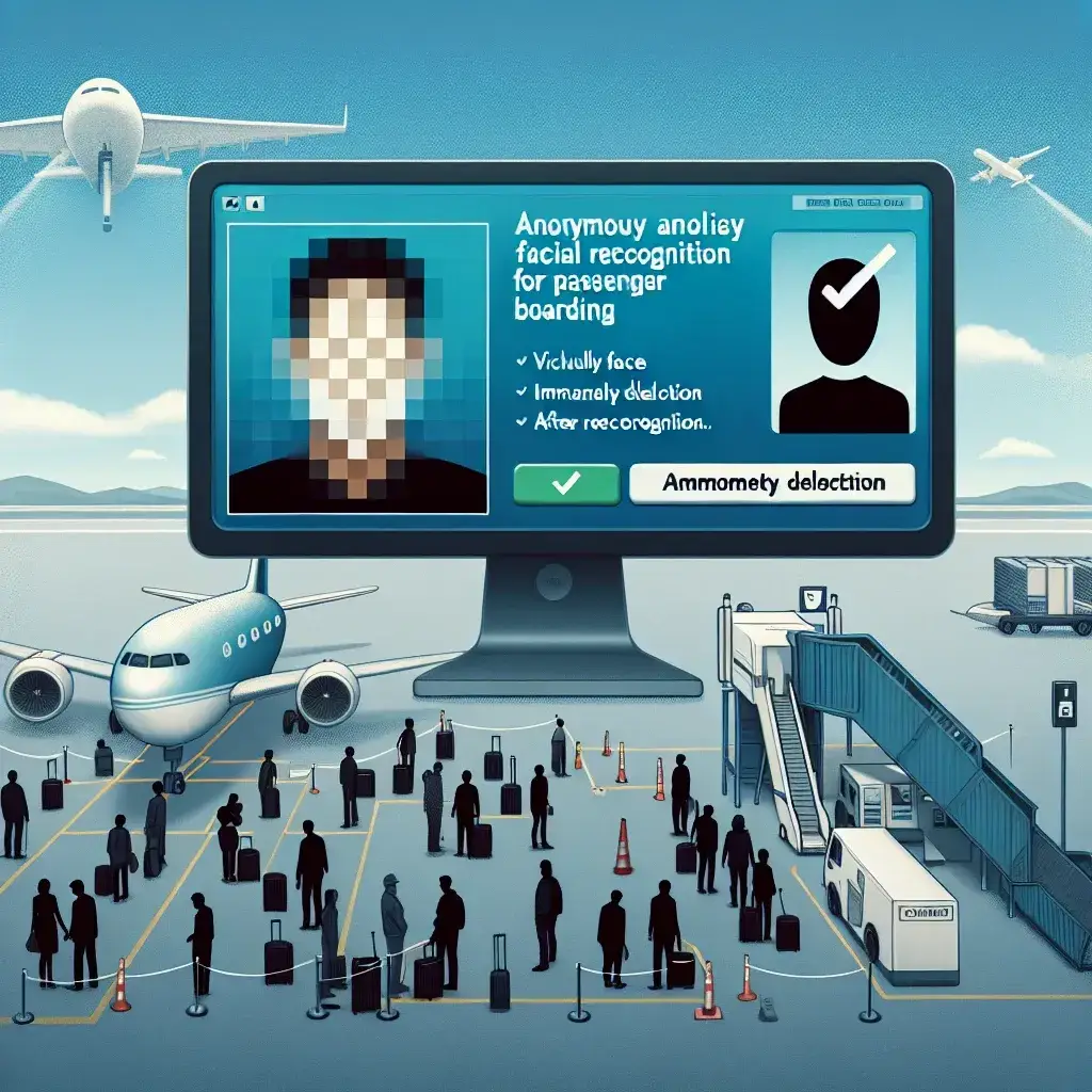 "Reconocimiento facial voluntario en el embarque de pasajeros en aerolíneas, implementado para mejorar la experiencia de viaje y seguridad."