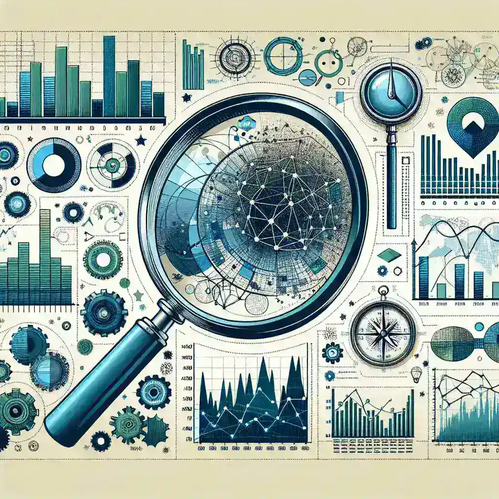 "Análisis de datos en acciones con herramientas de correlación de métricas y eventos complejos en una pantalla de computadora, representando conceptos clave de la guía completa sobre análisis de datos."